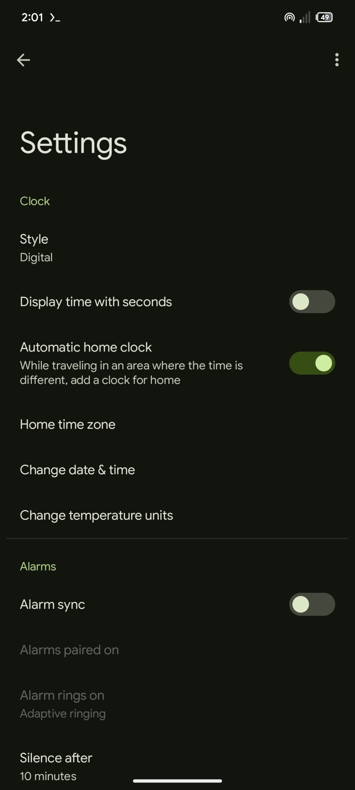 Google Clock Toggles Before Redesign 2