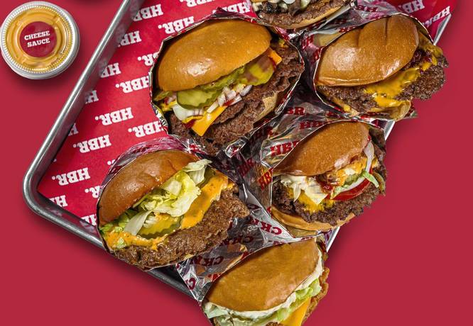 Burgers from HBR all lined up