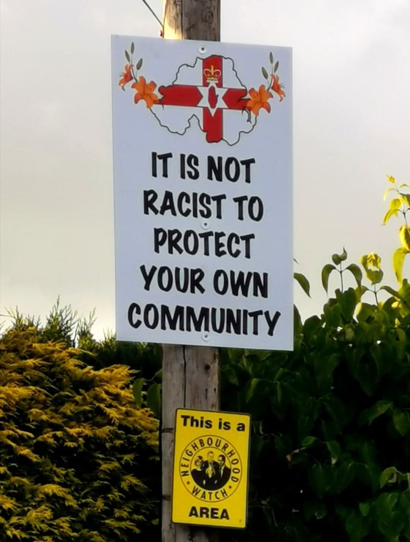 Loyalist social media sites are circulating a race-linked poster
