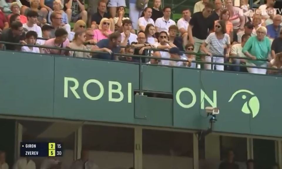 The woman avoided major injuries after the banner fell from the first tier of the arena