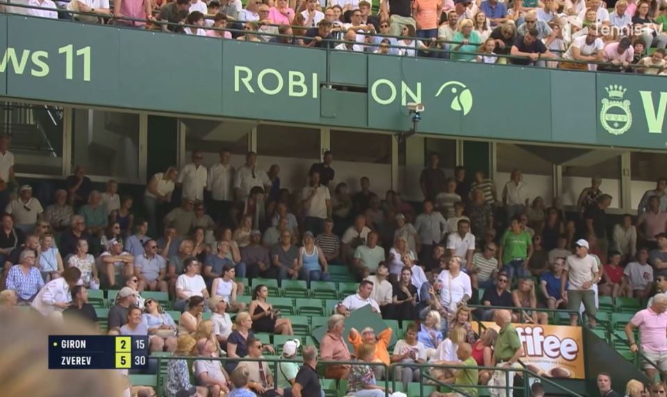 A fan was taken to hospital after an advertising board fell at the Halle Open
