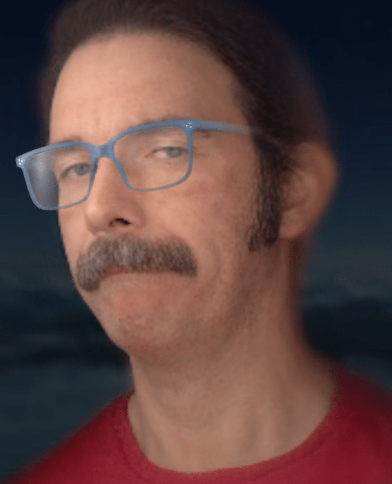 Screenshot of Wes Davis, former Verge weekend editor’s new Persona in VisionOS 26 beta.