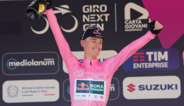 Luke Tuckwell (Red Bull-Bora-Hansgrohe Rookies) rides his way into pink on stage 5 of Giro Next Gen 2025