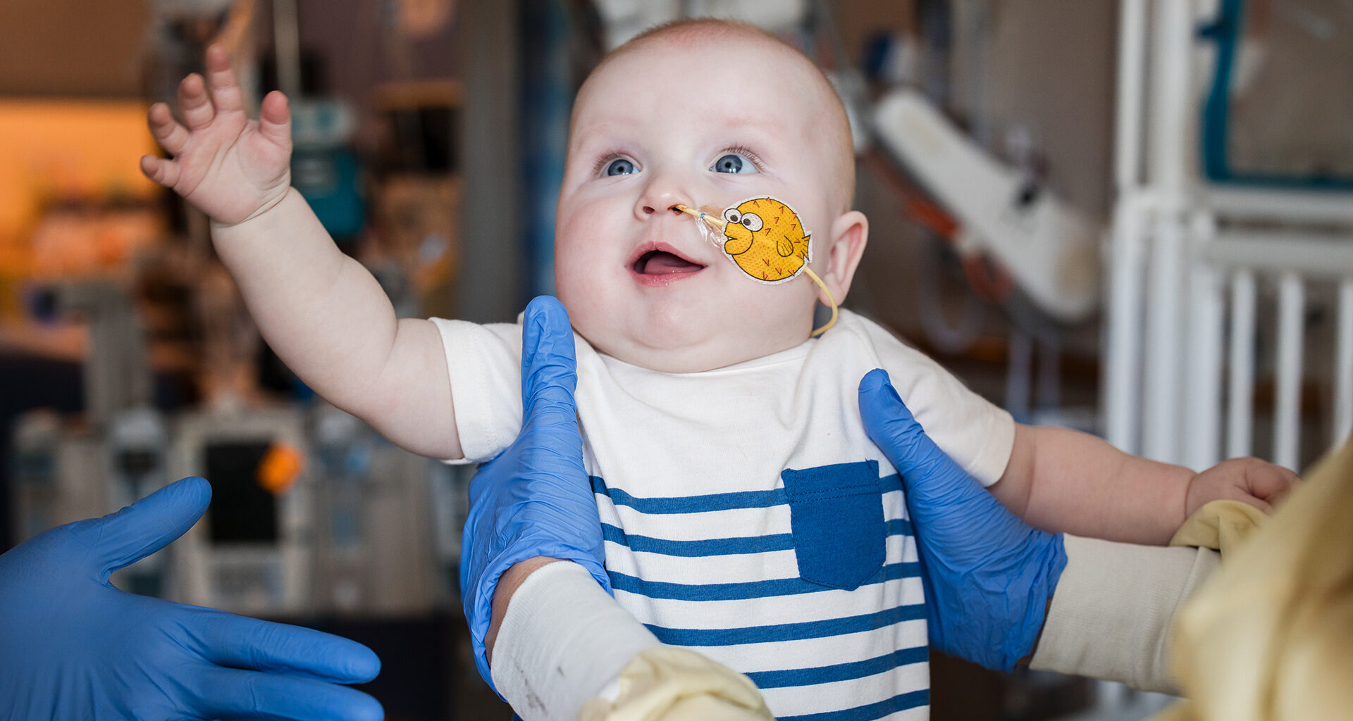 Baby KJ Muldoon after receiving customized gene editing treatment.