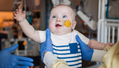 Baby KJ Muldoon after receiving customized gene editing treatment.