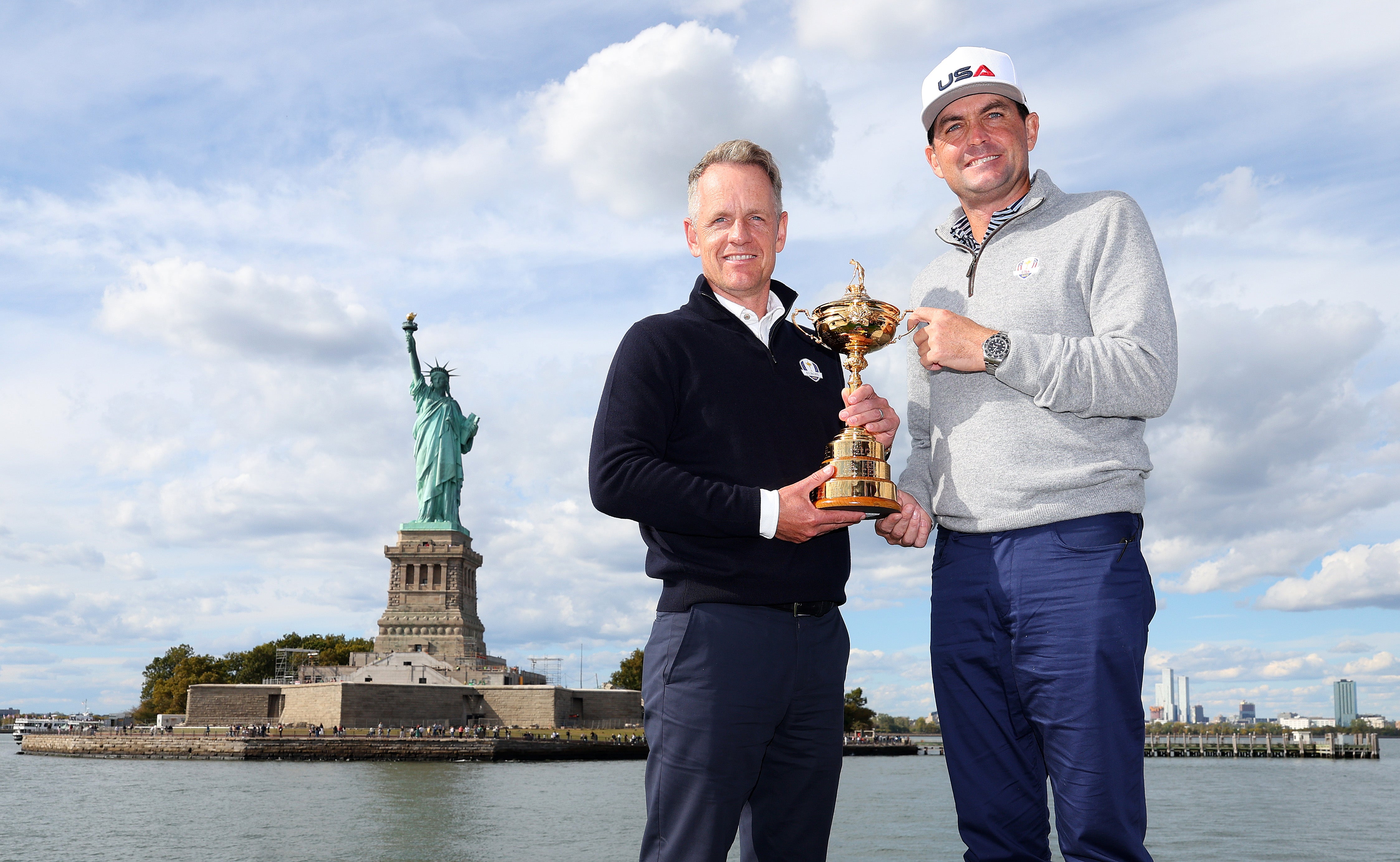 Bradley with European captain Luke Donald. The modern-day role of the Ryder Cup skipper makes playing as well logistically challenging