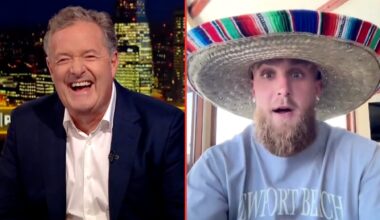 Image of Piers Morgan laughing at Jake Paul during their interview