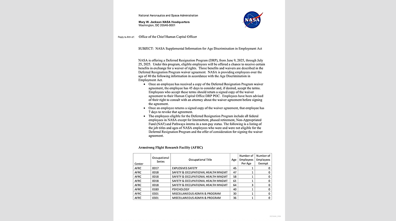 NASA Supplemental Information for Age Discrimination in Employment Act