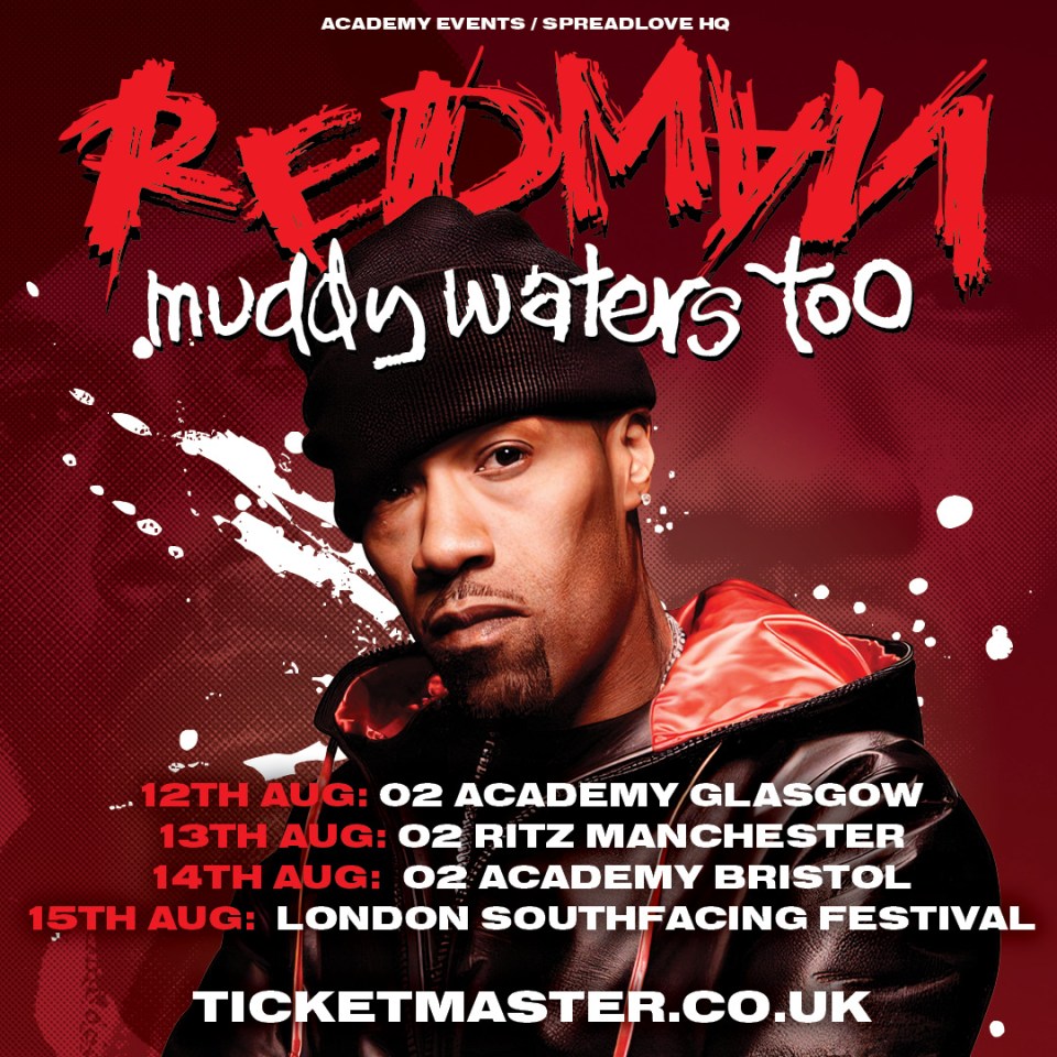Redman tour poster: Muddy Waters Too.  Ticketmaster.co.uk.