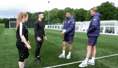 Jordan Pickford and Kyle Walker learn more about Blind football