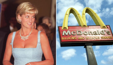 Princess Diana wears a baby blue dress with a diamond necklace