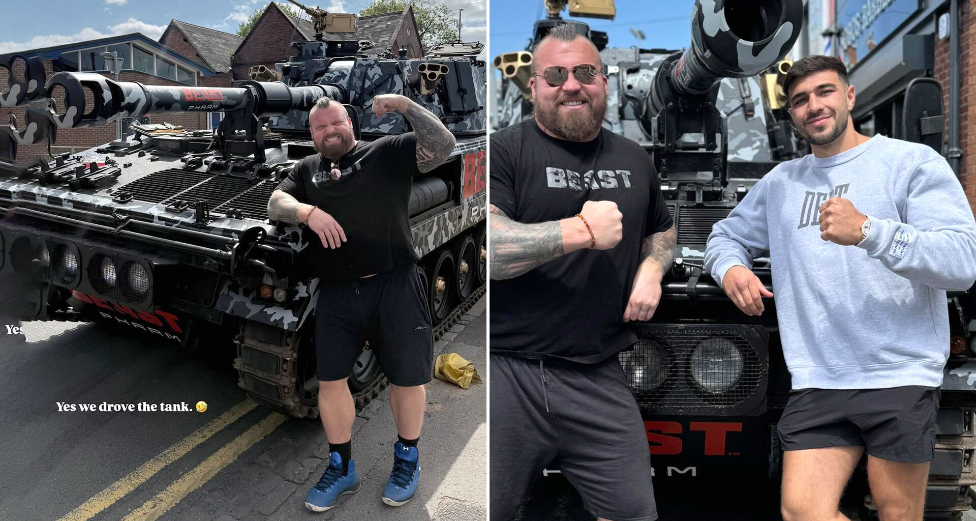 Eddie Hall takes Tommy Fury for a spin in his TANK as boxer and strongman link up for new project