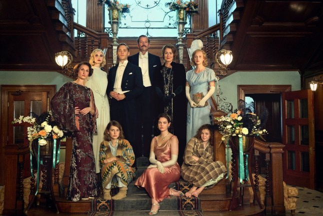 Outrageous - First look Picture shows: (Standing L-R) Bessie Carter as Nancy Mitford, Joanna Vanderham as Diana Mitford, Toby Regbo as Tom Mitford, James Purefoy as Farve, Anna Chancellor as Muv, Shannon Watson as Unity Mitford (Seated L-R) Zoe Brough as Jessica Mitford, Isobel Jesper Jones as Pam Mitford and Orla Hill as Debo Mitford