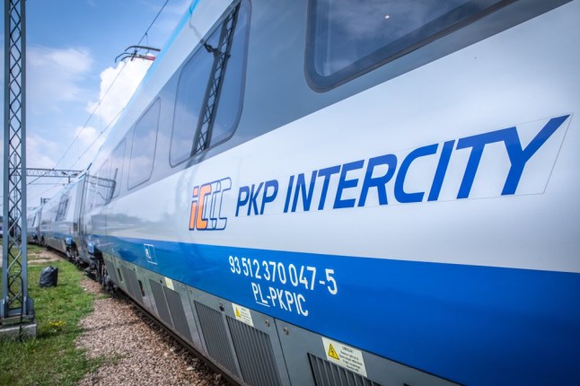 KRAKOW, POLAND - JULY 20, 2018; PKP Intercity High speed train Pendolino at platform in Cracow