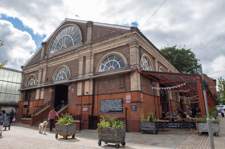 Manchester, United Kingdom - 11 July, 2020 : City centre of Altrincham. People walk in Altrincham district.