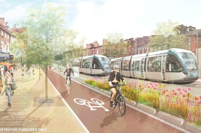 A CGI visual of the proposed West Yorkshire Mass Transit system.