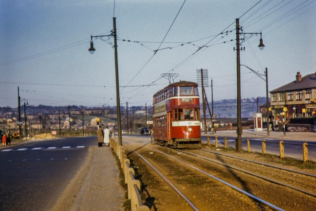 P8G2GT Leeds (Feltham) Tram No 501 at Halton in April 1956