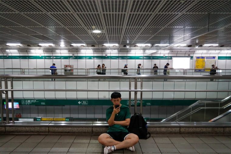 Air raid drills are also held in Taiwan, leading people to shelter in underground stations (Photo: Daniel Ceng / Anadolu via Getty Images)
