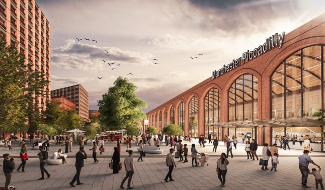 A CGI visual of what the Manchester Piccadilly railway station could look like after the new rail link.