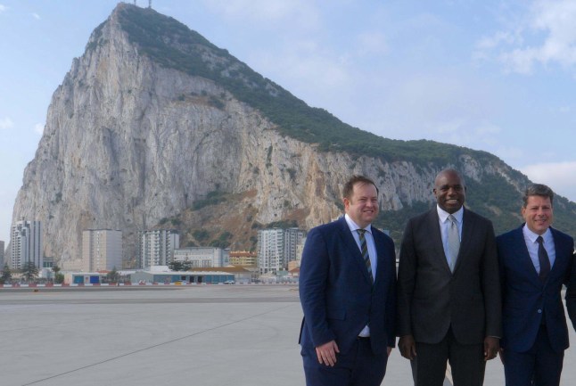 epa12169985 A handout photo made available by Gibraltar's Government information service showing Gibraltar's Chief Minister Fabian Picardo (R), British Foreign Secretary David Lammy (C) and Europe Minister Stephen Doughty (L) in front of the Rock of Gibraltar during their meeting ahead of a potential EU deal, in Gibraltar, 11 June 2025. EPA/Government HANDOUT MANDATORY CREDITHANDOUT EDITORIAL USE ONLY/NO SALES