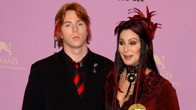 Cher, winner of the Artist Achievement Award, and son Elijah Blue backstage at the 2002 Billboard Music Awards. (Photo by Frank Trapper/Corbis via Getty Images)