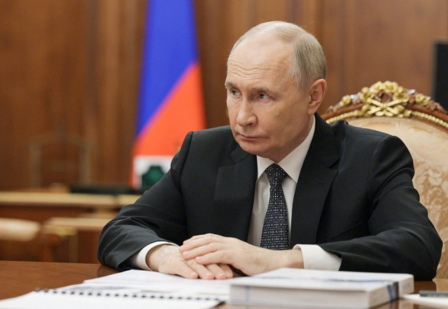 Russia's President Vladimir Putin attends a meeting with CEO of Rostec state corporation Sergei Chemezov in Moscow, Russia, June 17, 2025. Sputnik/Gavriil Grigorov/Pool via REUTERS ATTENTION EDITORS - THIS IMAGE WAS PROVIDED BY A THIRD PARTY.