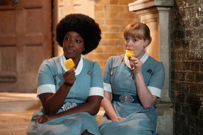TITLE:Call The Midwife s14,EP NUMBER:5,TX DATE:02-02-2025,TX WEEK:5,EMBARGOED UNTIL:28-01-2025 00:00:00,PEOPLE:Joyce Highland (RENEE BAILEY), Rosalind Clifford (NATALIE QUARRY),DESCRIPTION:,COPYRIGHT:Neal Street Productions,CREDIT LINE:BBC / Neal Street Productions / Olly Courtney