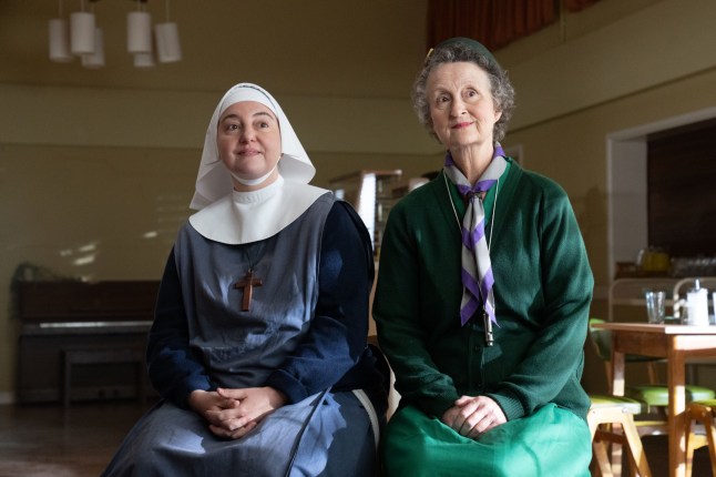 TITLE:Call The Midwife s14,EP NUMBER:6,TX DATE:09-02-2025,TX WEEK:6,EMBARGOED UNTIL:04-02-2025 00:00:00,PEOPLE:Millicent Higgins (GEORGIE GLEN), Sister Veronica (REBECCA GETHINGS),,DESCRIPTION:,COPYRIGHT:Neal Street Productions,CREDIT LINE:BBC / Neal Street Productions / Olly Courtney