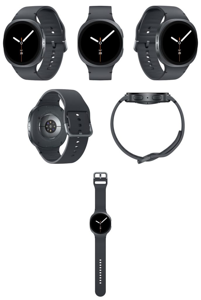 The Galaxy Watch 8 from various angles.