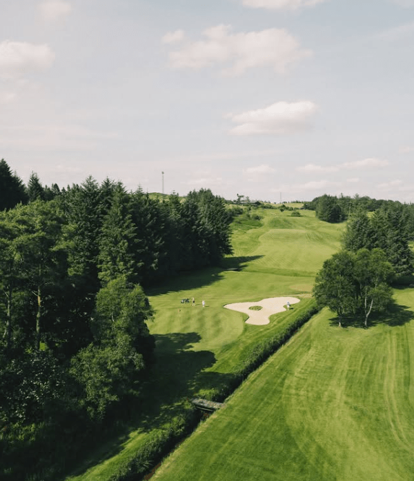 Aerial view of a golf course.