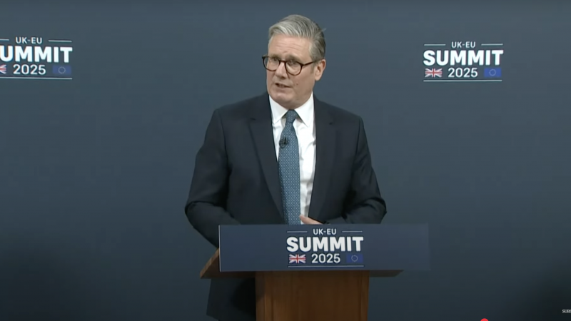 Keir Starmer giving his speech at the EU summit this afternoon
