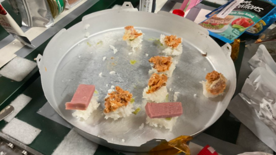 Using spam, fish, rice, gochujang, and wasabi, a NASA astronaut made sushi on the ISS.(Screengrab X/@JonnyKimUSA)