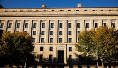 The US Department of Justice building in Washington.