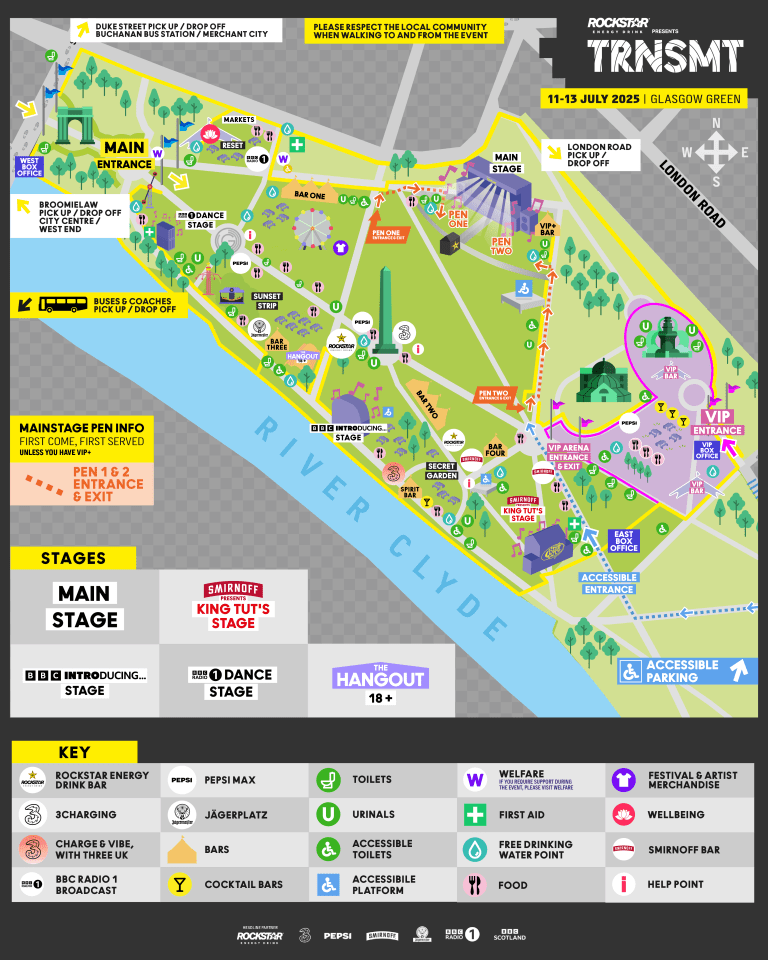 TRNSMT festival site map.