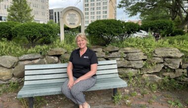 Terri Peterman, Jobs for Ohio’s Graduates director of operations, in downtown Youngstown.