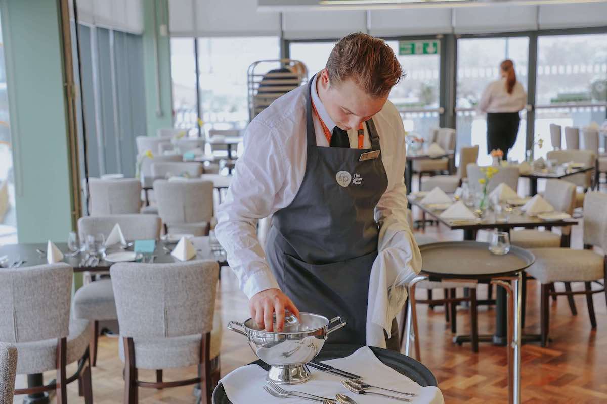 Pictured: The Silver Plate, which is open to the public, is an award-winning training restaurant for catering and hospitality students. Photo credit: Helena Dolby.