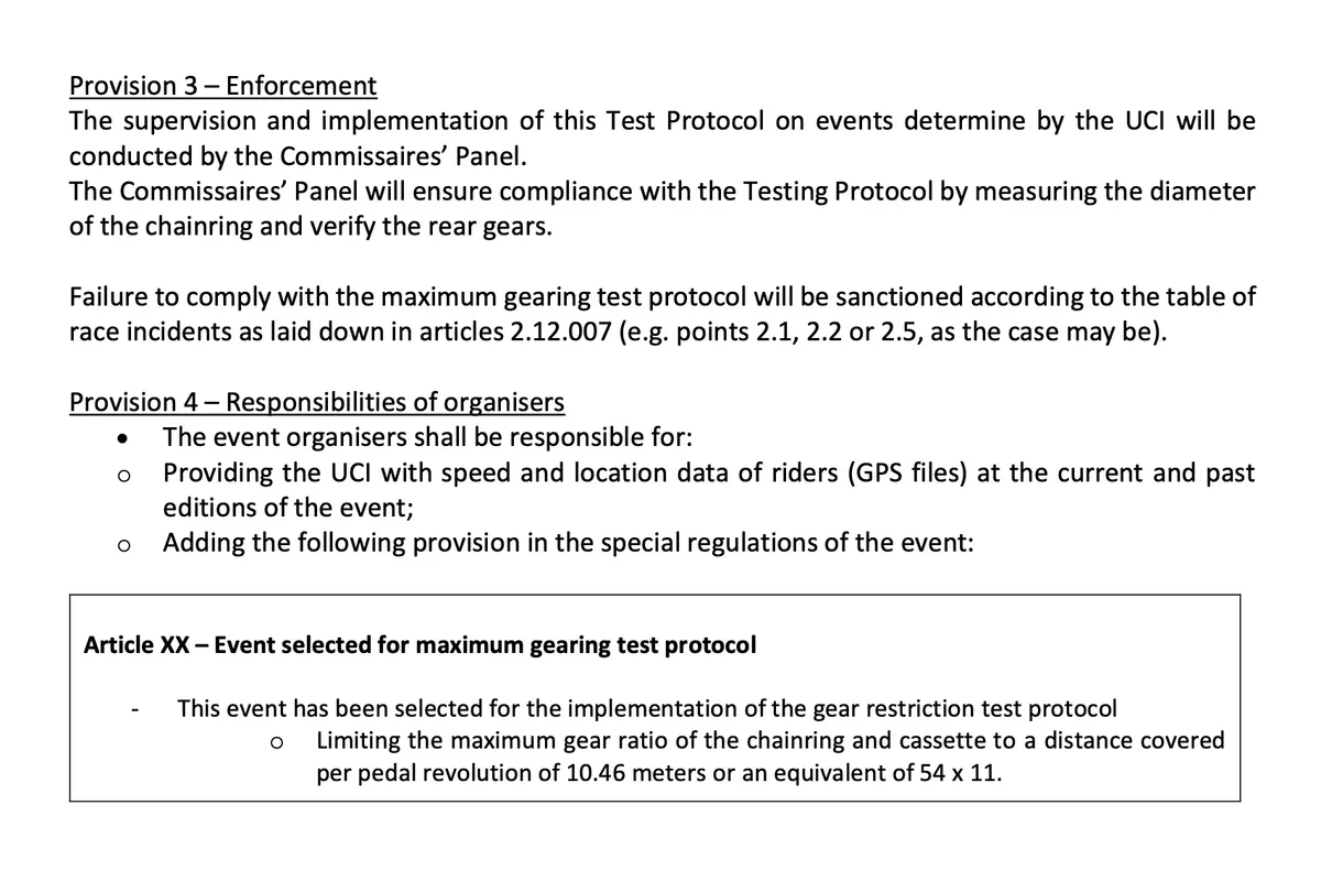 UCI Implementation of “Maximum Gearing” Test Protocol