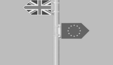 Brexit and UK flag in black and white