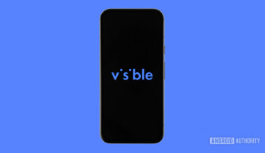 Visible logo on smartphone with colored background stock photo