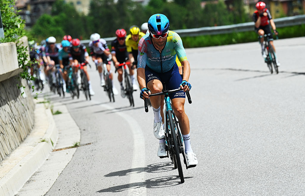 BORMIO, ITALY - MAY 28: Diego Ulissi of Italy and Team XDS Astana competes during the 108th Giro d'Italia 2025, Stage 17 a 155km stage from San Michele all'Adige to Bormio 1200m / #UCIWT / on May 28, 2025 in Bormio, Italy. (Photo by Tim de Waele/Getty Images)