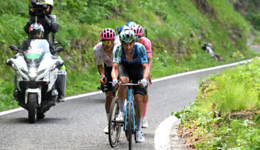 SESTRIERE VIALATTEA ITALY MAY 31 LR Richard Carapaz of Ecuador and Team EF Education EasyPost and Dries De Bondt of Belgium and Team Decathlon AG2R La Mondiale compete during the 108th Giro dItalia 2025 Stage 20 a 2053km stage from Verres to Sestriere Vialattea 2036m UCIWT on May 31 2025 in Sestriere Vialattea Italy Photo by Dario BelingheriGetty Images