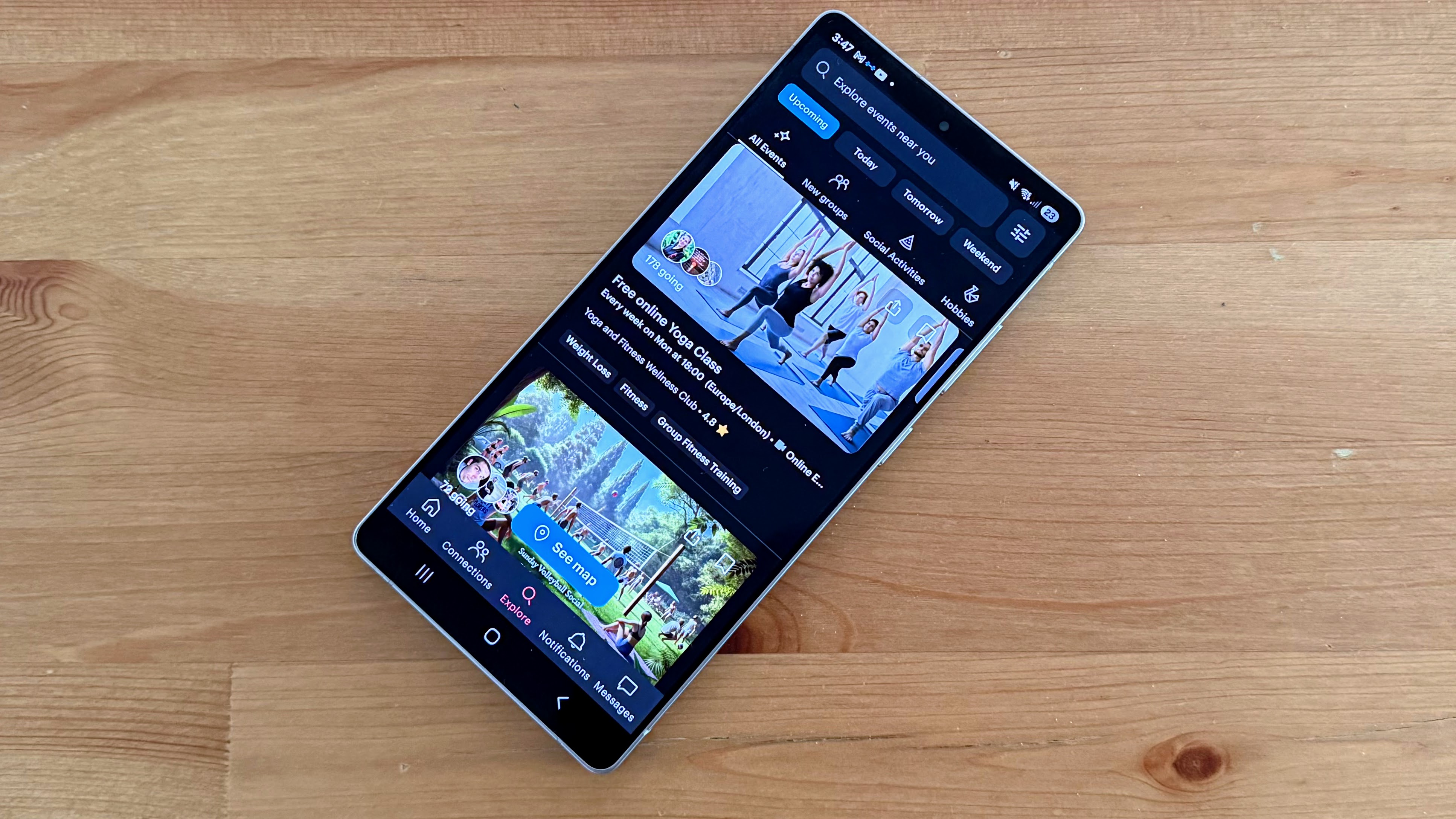 an image of the MeetUp app on a Galaxy S25 Ultra