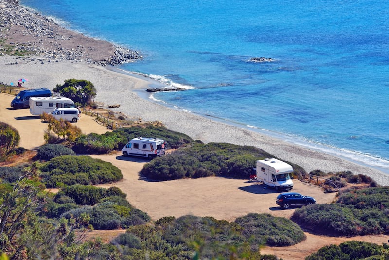 Motorhomes by the sea in Italy