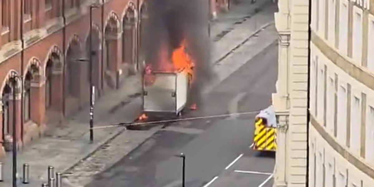 Van erupts into flames outside London station