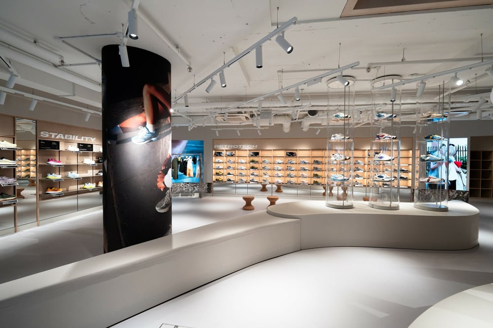 Interior of Saucony's London flagship