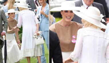 Princess Eugenie Expertly Keeps Her Balance During a Low Curtsy to Queen Camilla at Royal Ascot