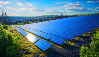 Illustration of abandoned coal mines being transformed into solar energy farms. Image generated by AI.