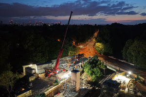 Installation of a pedestrian footbridge at the new Kings Heath railway station. PIC: WMCA