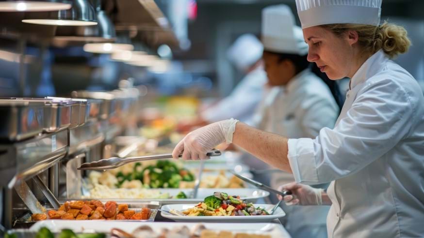 Woman cooking in a professional kitchen