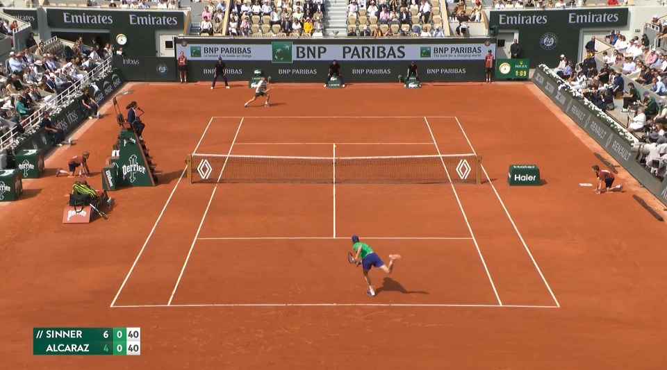 Sinner thought his serve had landed out during the second set